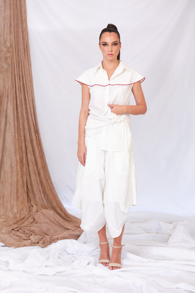 White Gathered Shirt