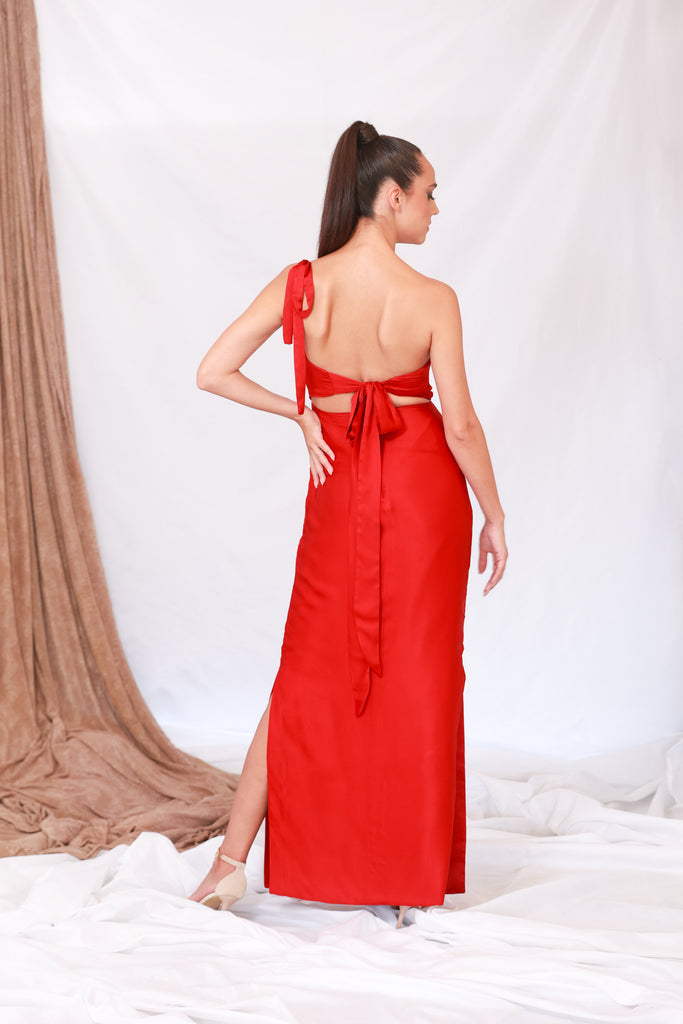 One shoulder Red Dress