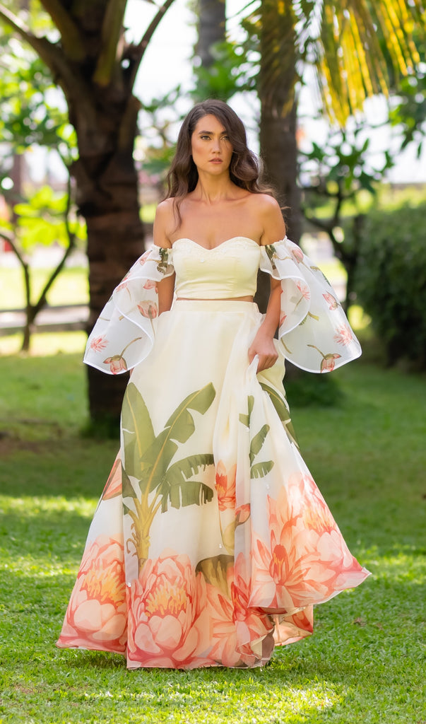 Floral lotus printed skirt