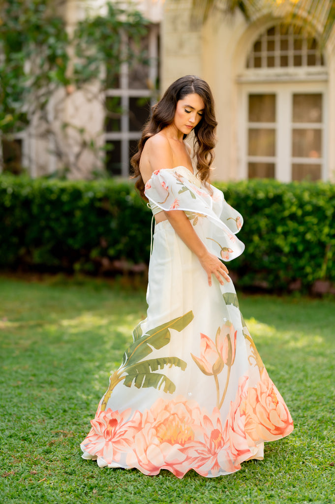 Floral lotus printed skirt