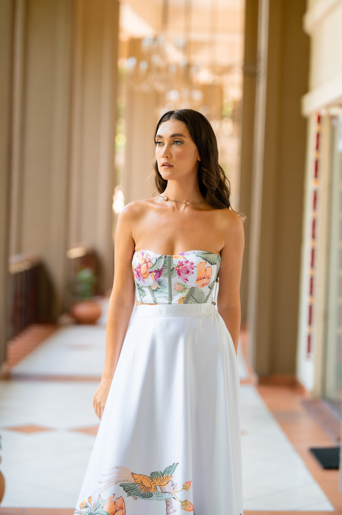 Floral kadupul printed corset crop top