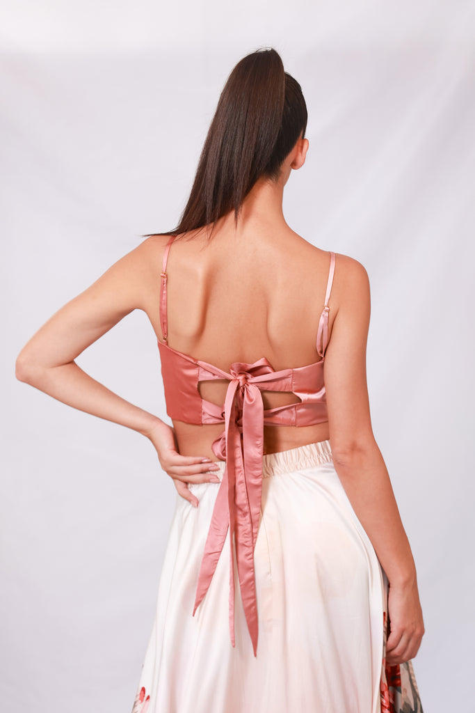 Satin Pink Crop Top