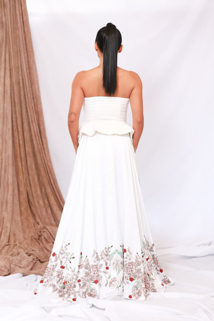 White structured Corset with a peplum