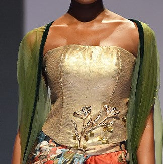 Sequin Corset with Metal Flower