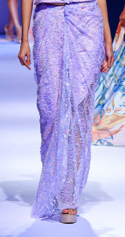 Sequin Embellished Draped Skirt