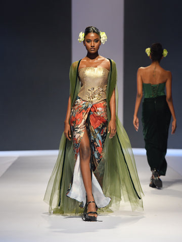 Tulle Cape with Velvet Accents