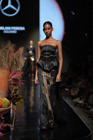 Hand-Embellished Metal Plate Skirt